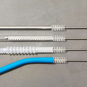 Juvale 4-Pack Metal Straw Cleaner - Extra Long Stainless Steel Brush for Cleaning Reusable Drinking Straws, Water Bottles and Pipes (12 in)