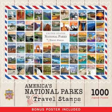 MasterPieces National Parks Travel Stamps 1000 Piece Adult Jigsaw Puzzle