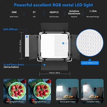 NEEWER 660 PRO RGB LED Video Light Kit App Controlled 50W