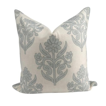Jillien Harbor The Naples Blue Grey Pillow Cover: Grandmillennial Style Home Decor