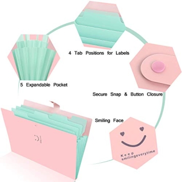 SKYDUE Expanding File Folders - 5 Pocket Organizer Set