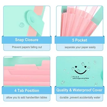 SKYDUE Expanding File Folders - 5 Pocket Organizer Set