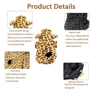 FLAdorepet Funny Halloween Dog Giraffe Costume Outfits Clothes Winter Warm Fleece Dog Pet Cat Jacket...