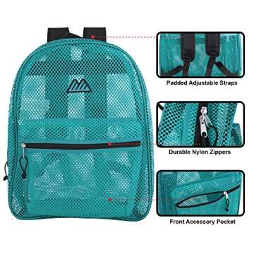 Summit Ridge Mesh Backpacks for Kids, Adults, School, Beach, and Travel, Colorful Transparent Mesh B...