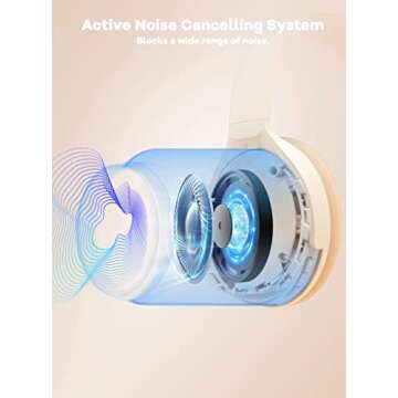 HROEENOI Active Noise Cancelling Wireless Bluetooth Over-Ear Headphones, Memory Foam Ear Cups, Quick...