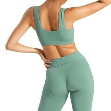 Women 2 PCS Workout Set Seamless Super Soft Material Deep V Neck Bra+Leggings Sports Suit Yoga Outfits