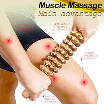 Deston Wooden Massager Handheld Roller Trigger Point Massager Stick for Fascia, Cellulite, Muscle & Abdomen , Body Therapy Massager, Muscle Belly Relief Tool…