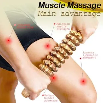 Deston Wooden Massager Handheld Roller Trigger Point Massager Stick for Fascia, Cellulite, Muscle & Abdomen , Body Therapy Massager, Muscle Belly Relief Tool…
