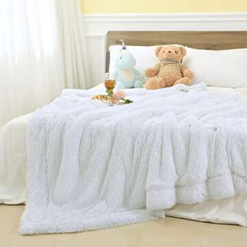 junovo Super Soft Shaggy Longfur Faux Fur Blanket, Fuzzy Throw Blanket for Bed, Fluffy Cozy Plush Li...
