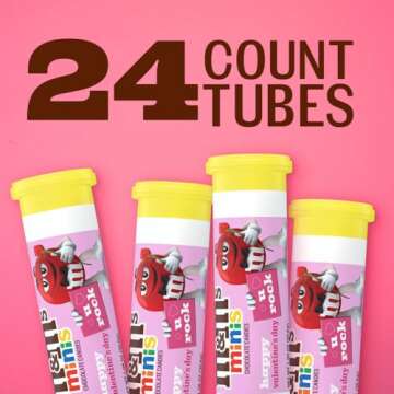 M&M'S Valentine's Milk Chocolate MINIS Size Candy 1.08-Ounce Tube (Pack of 24)