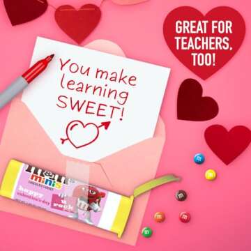 M&M'S Valentine's Milk Chocolate MINIS Size Candy 1.08-Ounce Tube (Pack of 24)