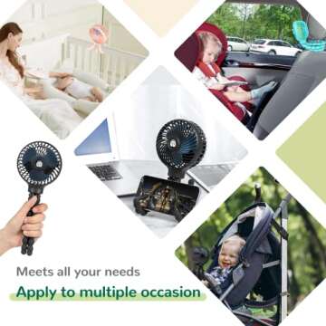 snawowo Mini Baby Stroller Fan, Handheld Personal Portable Clip On Fan with Flexible Tripod for Stro...