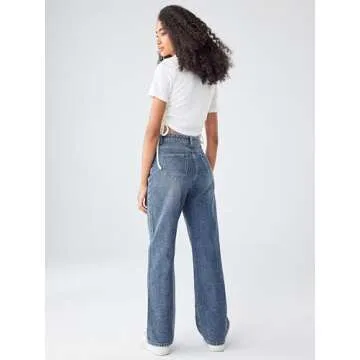 Trendy CIDER High Waisted Wide Leg Denim Jeans for Women