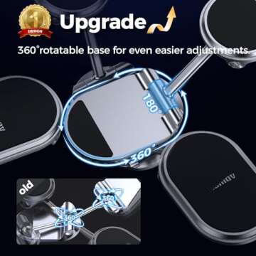 Magnetic Phone Holder for Car Metal Upgrade 6X Magnets Phone Mount Double 360° Rotation Super Stick...