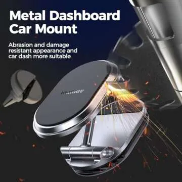 Magnetic Phone Holder for Car Metal Upgrade 6X Magnets Phone Mount Double 360° Rotation Super Sticker Phone Holder Car Mount Easy Install Suitable for Dashboard Screens Compatible with All Phone black