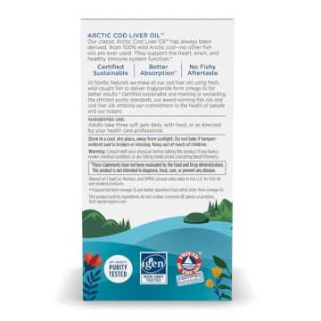 Nordic Naturals Arctic Cod Liver Oil, Lemon - 90 Soft Gels - 750 mg Total Omega-3s with EPA & DHA - Heart & Brain Health, Healthy Immunity, Overall Wellness - Non-GMO - 30 Servings