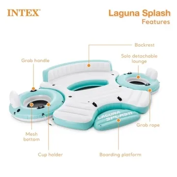 Intex Laguna Splash Island Floating Water Raft with Solo Tubes