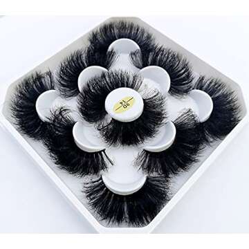 HBZGTLAD 5/20 Pairs 25 mm 3d Mink Lashes Bulk Faux with Custom Box Wispy Natural Mink Lashes Pack Sh...