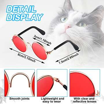 Weewooday 15 Pieces Dog Sunglasses Cat Sunglasses Retro Small Pet Round Metal Glasses Puppy Funny Co...