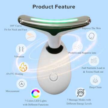 7-Color LED Face Neck Massager for Youthful Skin Care