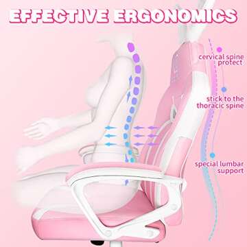 JOYFLY Pink Gaming Chair, Computer Gaming Chair for Adults Teens Kids Gamer Chair Video Game Chairs, Silla Gamer Ergonomic PC Office Chair with Lumbar Support（Pink）