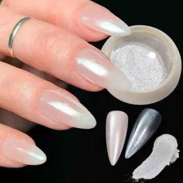Magic White Pearl Chrome Nail Powder for Glamorous Nails