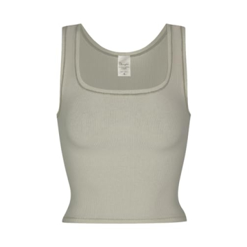 Danysu Women’s Soft Rib Tank Top with Built-in Bra