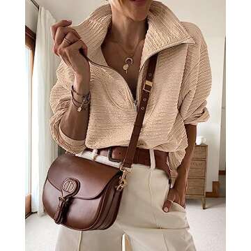 BTFBM Women Casual Half Zip Sweatshirts Lapel Drawstring Loose Long Sleeve Pullover 2023 Fall Winter Trendy Y2K Clothes