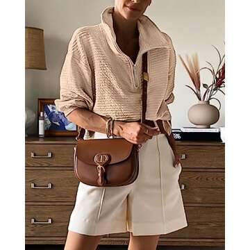 BTFBM Women Casual Half Zip Sweatshirts Lapel Drawstring Loose Long Sleeve Pullover 2023 Fall Winter Trendy Y2K Clothes