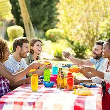 Aofmee Ribbed Drinking Glasses, Ribbed Glass Cups 12 oz, Ribbed Glassware Set of 4, Tall Glasses for Drinks Iced Tea Latte Smoothie Juice, Stackable Dinner Glass with Straw, Fluted Glassware