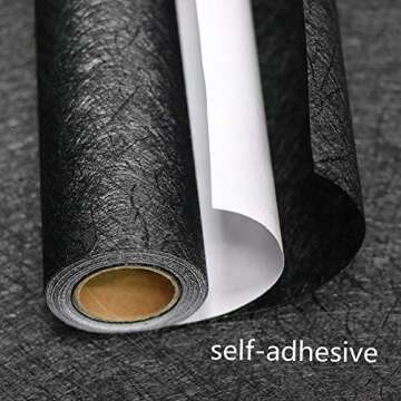Abyssaly 15.7" X 118" Black Silk Wallpaper Embossed Self Adhesive Peel and Stick Wallpaper Contact P...