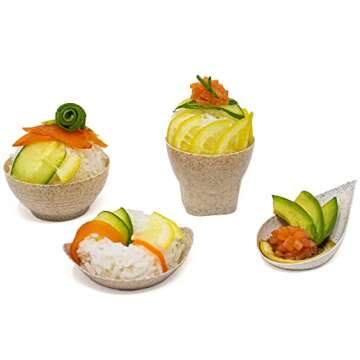 48 Pack Eco-Wheat Tiny Tear Spoon Wheat Plastic Mini Appetizer Plate Mini Eco-Wheat Dessert Spoons Professional-Grade Recyclable Sustainable Small Serving Platter CMJJ