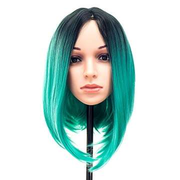 SWACC Ombre Colors Straight Short Hair Bob Wig Synthetic Colorful Cosplay Daily Party Flapper Wig fo...