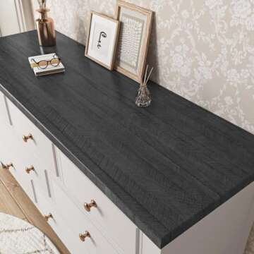 WESTICK Black Wood Contact Paper Peel and Stick Wallpaper Waterproof Wood Grain Contact Paper for Co...