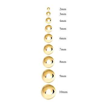 Honolulu Jewelry Company 14K Real Yellow Gold Polished Round Ball Stud Earrings (5mm - Yellow Gold)