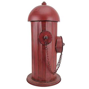 Design Toscano Fire Hydrant Statue Puppy Pee Post and Pet Storage Container, Indoor/Outdoor, Medium 18 Inch Tall, Metal, Rustic Red Paint