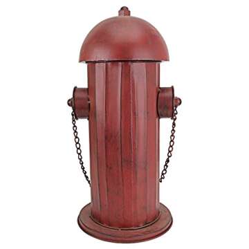 Design Toscano Fire Hydrant Statue Puppy Pee Post and Pet Storage Container, Indoor/Outdoor, Medium 18 Inch Tall, Metal, Rustic Red Paint