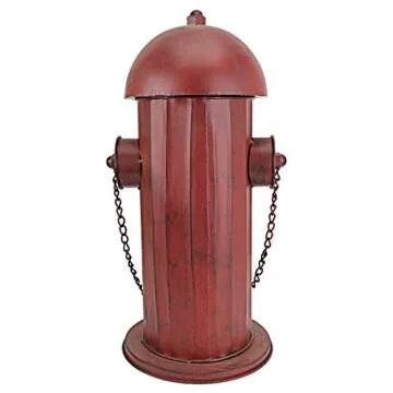 Design Toscano Fire Hydrant Statue Puppy Pee Post and Pet Storage Container, Indoor/Outdoor, Medium 18 Inch Tall, Metal, Rustic Red Paint