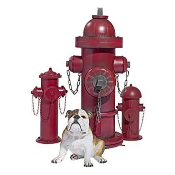Design Toscano Fire Hydrant Statue Puppy Pee Post and Pet Storage Container, Indoor/Outdoor, Medium 18 Inch Tall, Metal, Rustic Red Paint