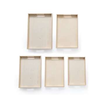Wooden Living - Wooden Tray/Wood Trays | Serving Tray with Handles, Unfinished Large/Small - Montess...