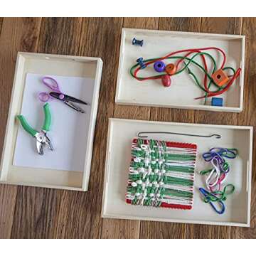 Wooden Living - Wooden Tray/Wood Trays | Serving Tray with Handles, Unfinished Large/Small - Montessori Crafts, Decor, Paint Craft Crates, Food, Kitchen Coffee Set [Bandejas de Madera para Desayuno]…