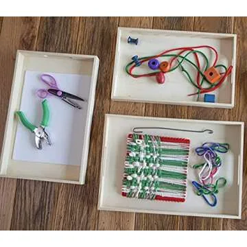 Wooden Living - Wooden Tray/Wood Trays | Serving Tray with Handles, Unfinished Large/Small - Montessori Crafts, Decor, Paint Craft Crates, Food, Kitchen Coffee Set [Bandejas de Madera para Desayuno]…