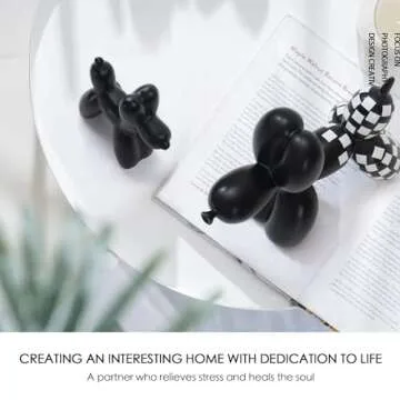 Notakia Cute Ceramics Balloon Dog Statue Crafts Living Room Desktop Decorations,Handmade Modern Small Ceramic Animal Statue Ornament Home Decor Accents (Black Dog)