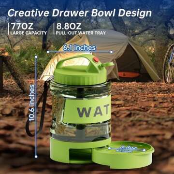 77oz Dog Water Bowl Dispenser for Outdoor Adventures