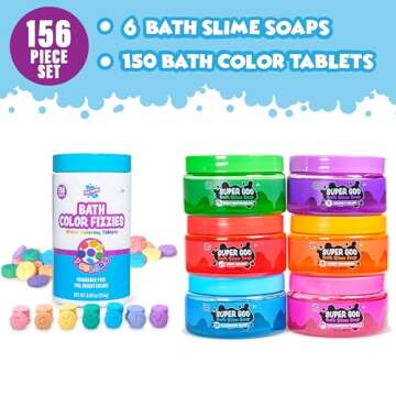 Tub Works® Fizzy Bath Color Tablets & Bath Slime Soap| Nontoxic | Create Fun Bath Colors with 7 Col...