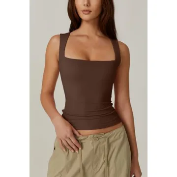 QINSEN Sleeveless Square Neck Women's Tank Top - Chic & Comfortable