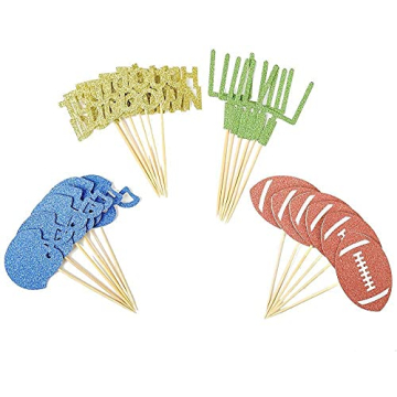 24 Pieces football Theme Glitter Cupcake Topper Cake Picks Decoration for Baby Shower Birthday Party...