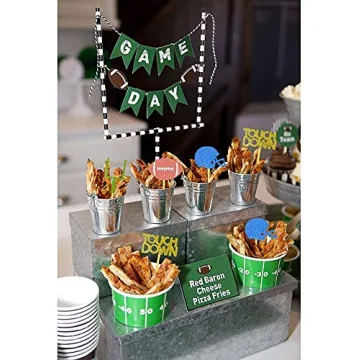 24 Glitter Football Cupcake Toppers for Parties