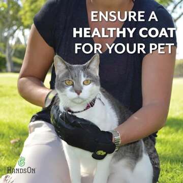 H HandsOn Pet Grooming Gloves - Patented #1 Ranked, Award Winning Shedding, Bathing, & Hair Remover Gloves - Gentle Brush for Cats, Dogs, and Horses (Black, Medium)