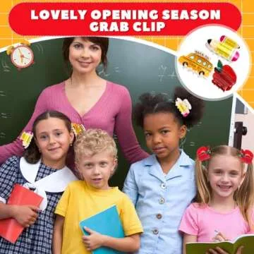 3 Pcs Pencil School Bus and Apple Hair Claw Clips Back to School Teacher Clips Cute Jaw Barrettes for Women Teachers Appreciation Gift Thick and Thin Hair Accessories